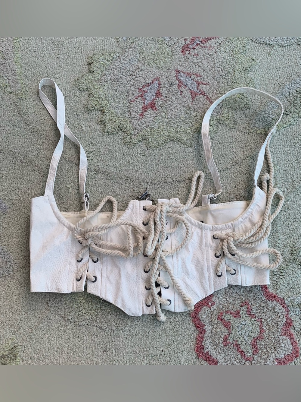 Darker Wavs Dolls Kill White Lace-Up Underbust Rope Corset Top size small